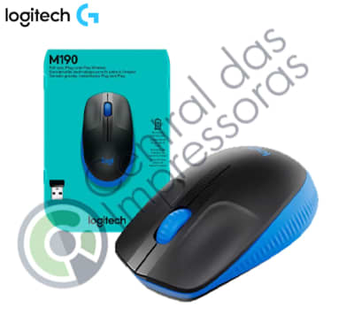 Mouse Sem fio M190, Azul/Pto logitech - Central das impressoras